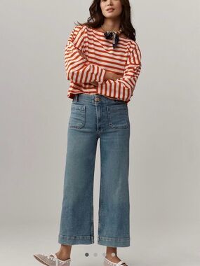 Maeve- The Colette Wide Leg High-Rise Jeans - Light Blue